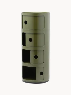 Cajoneras|Mesas Auxiliares>Kartell Contenedor de diseño Componibili, 4 módulos Verde oliva brillante