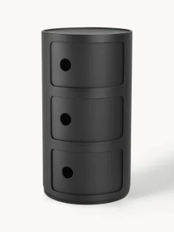 Cajoneras|Mesas Auxiliares>Kartell Contenedor de diseño Componibili, 3 módulos Negro mate