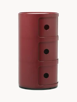 Cajoneras|Mesas Auxiliares></noscript>Kartell Contenedor de diseño Componibili, 3 módulos Rojo vino brillante