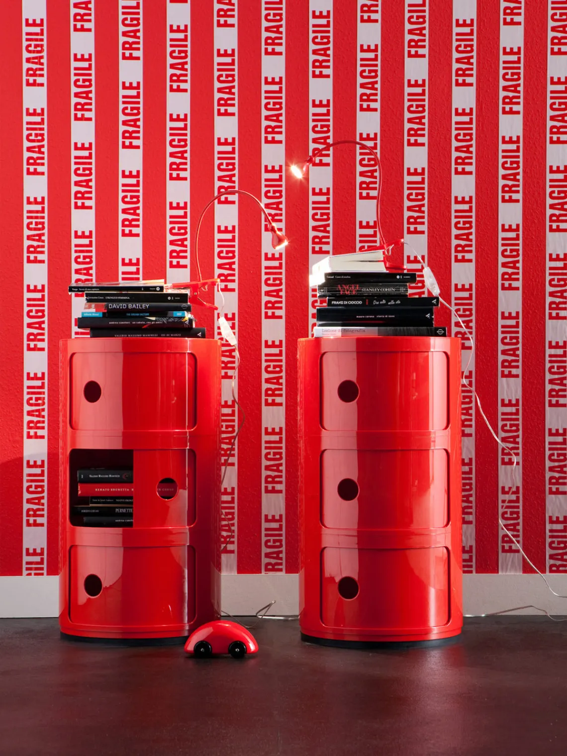 Cajoneras|Mesitas De Noche>Kartell Contenedor de diseño Componibili, 3 módulos Coral