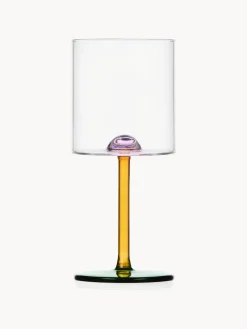 Copas De Vino|Vajillas Completas>ICHENDORF Copa de vino artesanal Dot Transparente, verde, rosa claro, amarillo sol