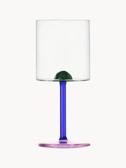 Copas De Vino|Menaje De Mesa>ICHENDORF Copa de vino artesanal Dot Transparente, azul real, rosa claro, amarillo sol