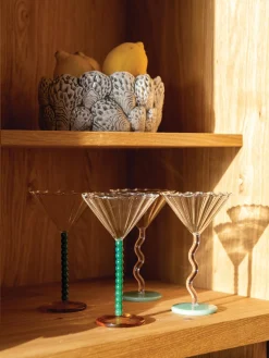 Copas De Cóctel|Vajillas Completas></noscript>&k Amsterdam Copas de cóctel de vidrio de borosilicato Curve, 2 uds. Transparente, lila, verde claro