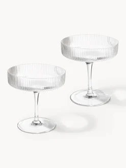 Copas De Champagne|Vajillas Completas></noscript>Ferm Living Copas de champán sopladas con relieves Ripple Transparente brillante