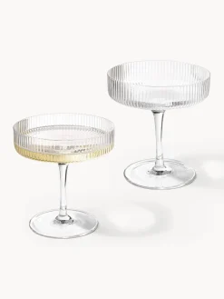 Copas De Champagne|Vajillas Completas></noscript>Ferm Living Copas de champán sopladas con relieves Ripple Transparente brillante