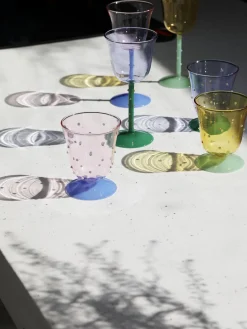 New Copas de vino artesanales de vidrio borosilicato Dot, 2 uds. Copas De Vino|Vajillas Completas