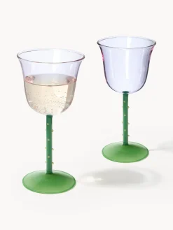New Copas de vino artesanales de vidrio borosilicato Dot, 2 uds. Copas De Vino|Vajillas Completas