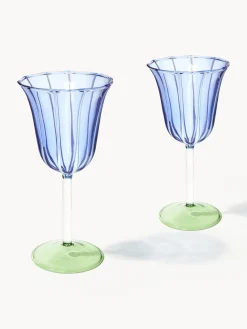 Copas De Vino|Vajillas Completas></noscript>&k Amsterdam Copas de vino artesanales de vidrio borosilicato Eve, 2 uds. Azul, transparente, verde claro