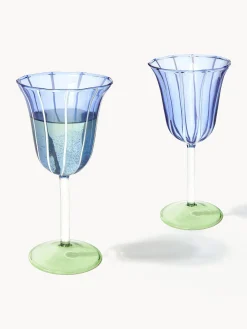 Copas De Vino|Vajillas Completas></noscript>&k Amsterdam Copas de vino artesanales de vidrio borosilicato Eve, 2 uds. Azul, transparente, verde claro