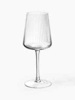 Clearance Copas de vino blanco artesanales con relieves Cami, 4 uds. Copas De Vino|Vajillas Completas