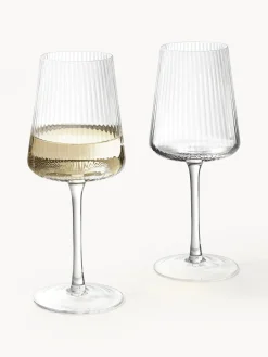 Clearance Copas de vino blanco artesanales con relieves Cami, 4 uds. Copas De Vino|Vajillas Completas