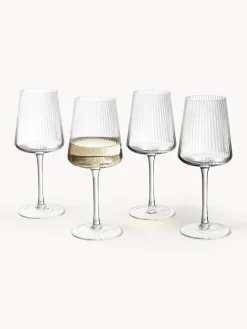 Clearance Copas de vino blanco artesanales con relieves Cami, 4 uds. Copas De Vino|Vajillas Completas