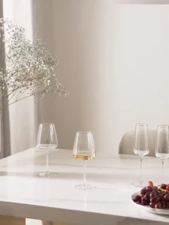 Copas De Vino|Vajillas Completas>Westwing Collection Copas de vino blanco de vidrio soplado Ellery, 4 uds. Transparente con borde dorado