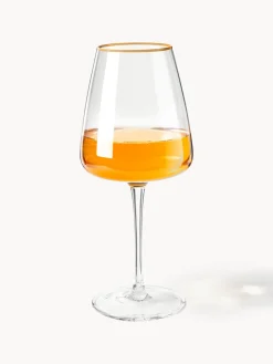 Copas De Vino|Vajillas Completas></noscript>Westwing Collection Copas de vino blanco de vidrio soplado Ellery, 4 uds. Transparente con borde dorado