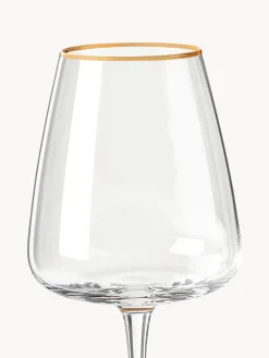 Copas De Vino|Vajillas Completas></noscript>Westwing Collection Copas de vino blanco de vidrio soplado Ellery, 4 uds. Transparente con borde dorado