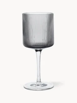 Copas De Vino|Vajillas Completas>Ferm Living Copas de vino blanco sopladas con relieve Ripple, 2 uds. Gris transparente brillante