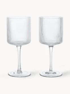 Copas De Vino|Vajillas Completas></noscript>Ferm Living Copas de vino blanco sopladas con relieve Ripple, 2 uds. Transparente brillante