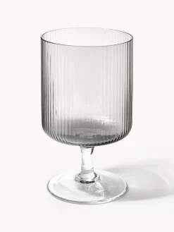 Copas De Vino|Vajillas Completas>Ferm Living Copas de vino sopladas con relieves Ripple, 2 uds. Gris transparente brillante