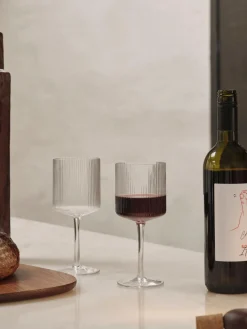 New Copas de vino tinto sopladas con relieve Ripple, 2 uds. Copas De Vino|Vajillas Completas