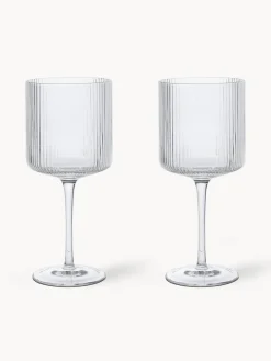 New Copas de vino tinto sopladas con relieve Ripple, 2 uds. Copas De Vino|Vajillas Completas
