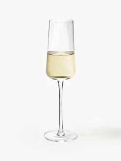 Online Copas flauta de champán artesanales con relieves Cami, 4 uds. Copas De Champagne|Vajillas Completas