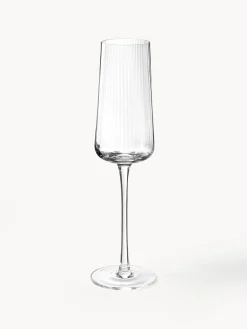 Online Copas flauta de champán artesanales con relieves Cami, 4 uds. Copas De Champagne|Vajillas Completas