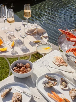 Copas De Champagne|Vajillas Completas>GEORG JENSEN Copas flauta de champán de cristal con relieves Bernadotte, 6 uds.