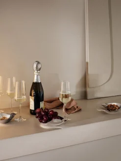 Copas De Champagne|Vajillas Completas></noscript>GEORG JENSEN Copas flauta de champán de cristal con relieves Bernadotte, 6 uds.