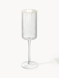 Hot Copas flauta sopladas con borde dorado Aleo, 4 uds. Copas De Champagne|Vajillas Completas