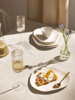 Hot Copas flauta sopladas con borde dorado Aleo, 4 uds. Copas De Champagne|Vajillas Completas