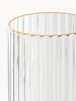 Hot Copas flauta sopladas con borde dorado Aleo, 4 uds. Copas De Champagne|Vajillas Completas