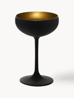 Copas De Champagne|Vajillas Completas>Stölzle Lausitz Copas pompadour de champán de cristal Elements, 6 uds. Negro, dorado