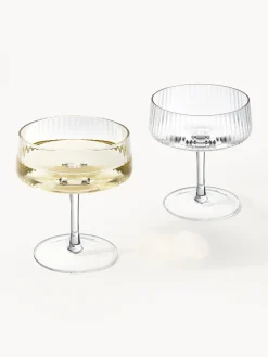 Copas De Champagne|Vajillas Completas></noscript>Westwing Collection Copas pompadour de champán artesanales con relieves Cami, 4 uds.