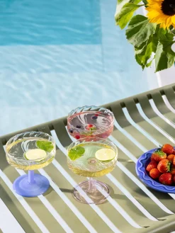 Copas De Cóctel|Vajillas Completas>&k Amsterdam Copas pompadour de champán artesanales de vidrio borosilicato Twirl, 2 uds. Rosa transparente