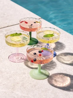 Hot Copas pompadour de champán artesanales de vidrio de borosilicato Twirl, 2 uds. Copas De Cóctel|Vajillas Completas