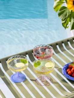 Copas pompadour de champán artesanales de vidrio de borosilicato Twirl, 2 uds. Copas De Cóctel|Vajillas Completas