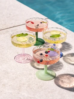 Copas pompadour de champán artesanales de vidrio de borosilicato Twirl, 2 uds. Copas De Cóctel|Vajillas Completas