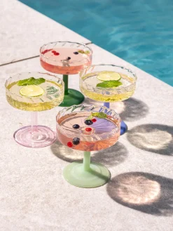 Best Copas pompadour de champán artesanales de vidrio de borosilicato Twirl, 2 uds. Copas De Cóctel|Menaje De Mesa