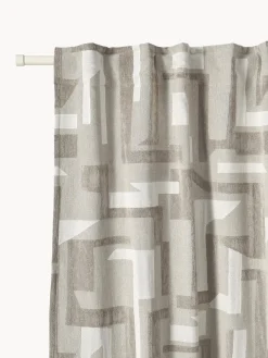 Cortinas Y Visillos|Mantas>Westwing Collection Cortina opaca de chenilla con cinta de lazo Felice, 2 uds. Tonos beige, blanco