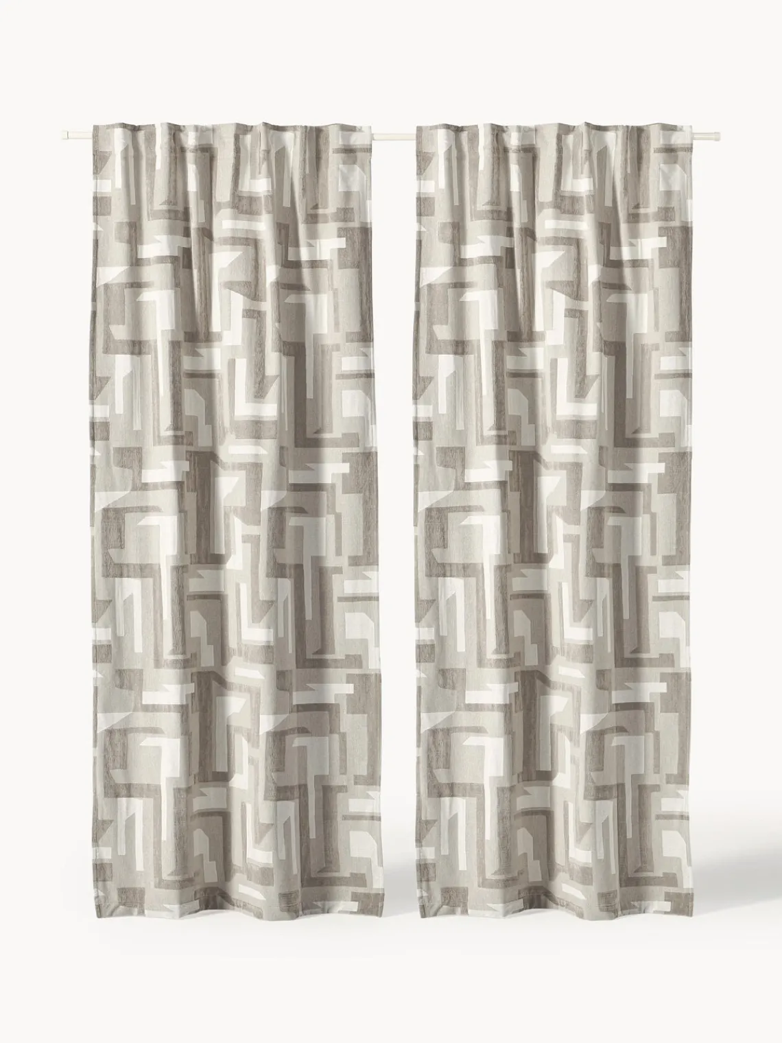 Cortinas Y Visillos|Mantas>Westwing Collection Cortina opaca de chenilla con cinta de lazo Felice, 2 uds. Tonos beige, blanco