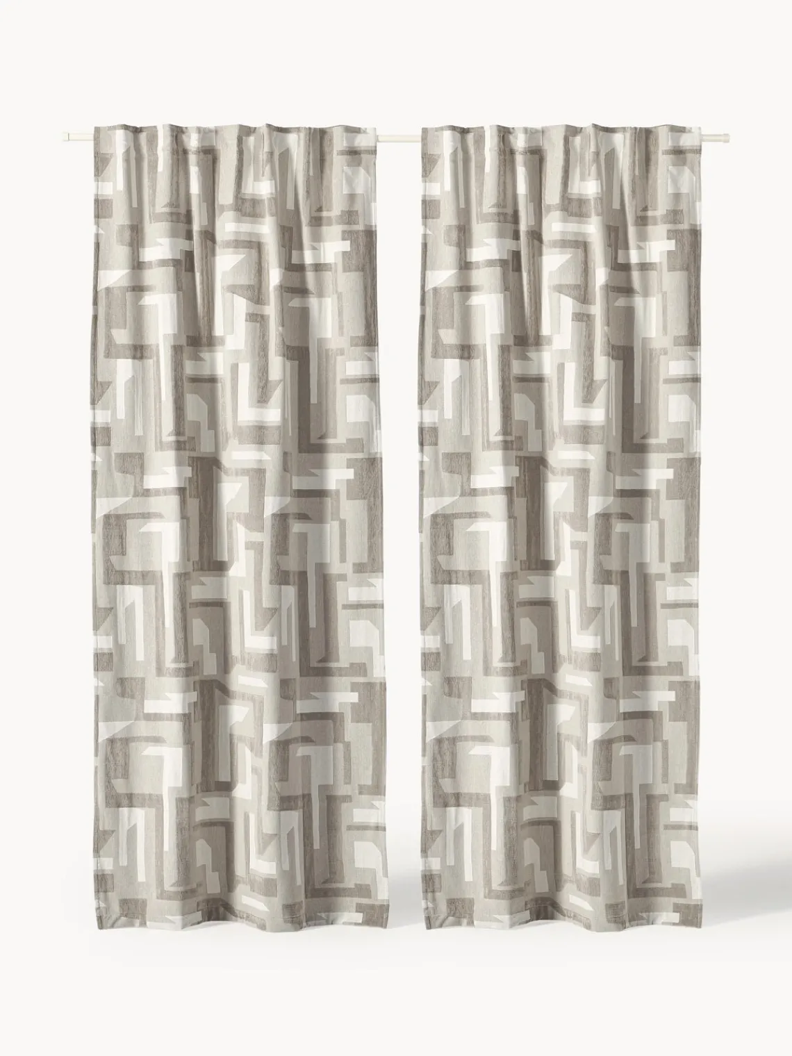 Cortinas Y Visillos|Mantas>Westwing Collection Cortina opaca de chenilla con cinta de lazo Felice, 2 uds. Tonos beige, blanco