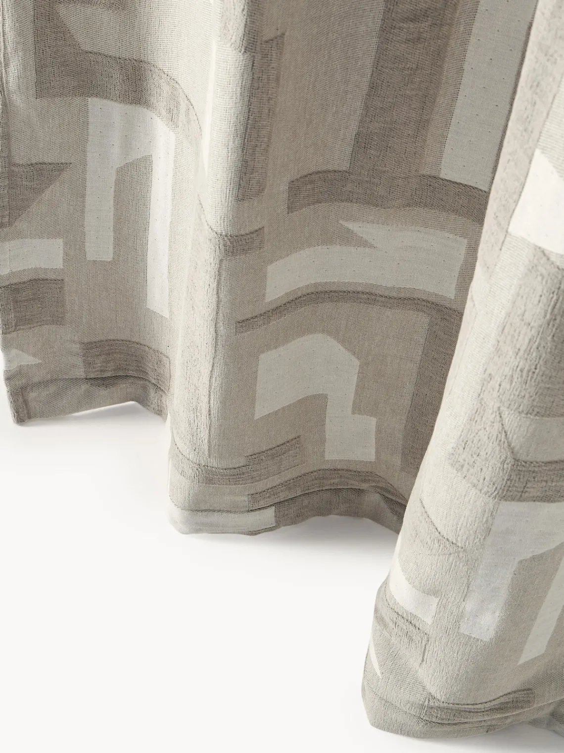 Cortinas Y Visillos|Mantas>Westwing Collection Cortina opaca de chenilla con cinta de lazo Felice, 2 uds. Tonos beige, blanco