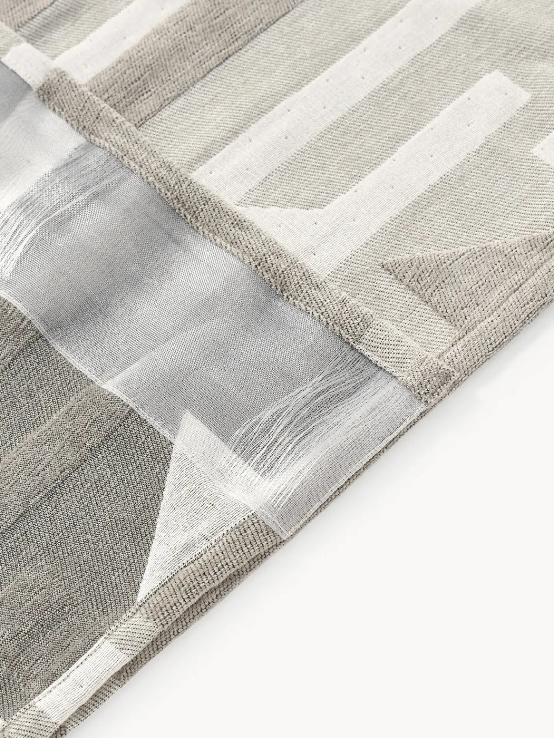 Cortinas Y Visillos|Mantas>Westwing Collection Cortina opaca de chenilla con cinta de lazo Felice, 2 uds. Tonos beige, blanco