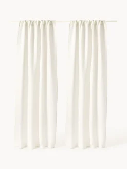 Cortinas Y Visillos|Mantas>Westwing Collection Cortina semitransparente con dobladillo Harmony, 2 uds. Blanco Off White