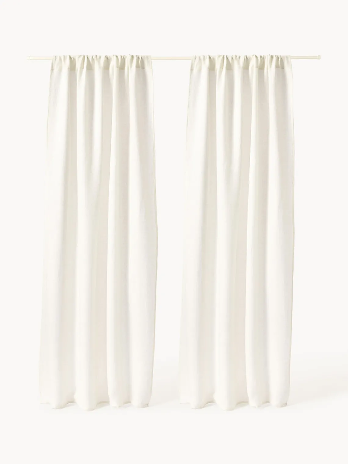 Cortinas Y Visillos|Mantas>Westwing Collection Cortina semitransparente con dobladillo Harmony, 2 uds. Blanco Off White
