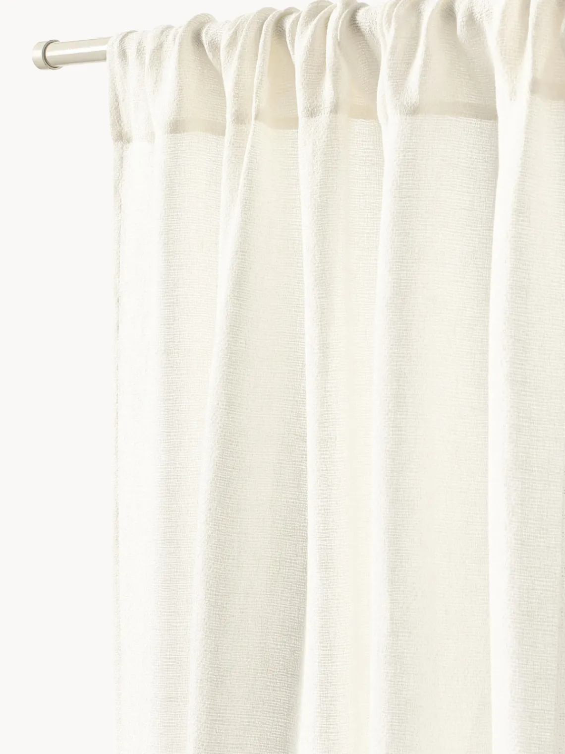 Cortinas Y Visillos|Mantas>Westwing Collection Cortina semitransparente con dobladillo Harmony, 2 uds. Blanco Off White