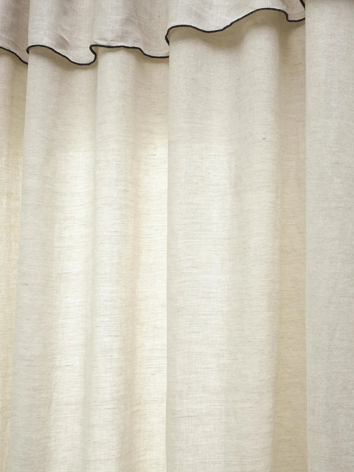 Cortinas Y Visillos|Mantas>Westwing Collection Cortinas de lino semitransparentes con dobladillo Eleonara, 2 uds. Off White, negro