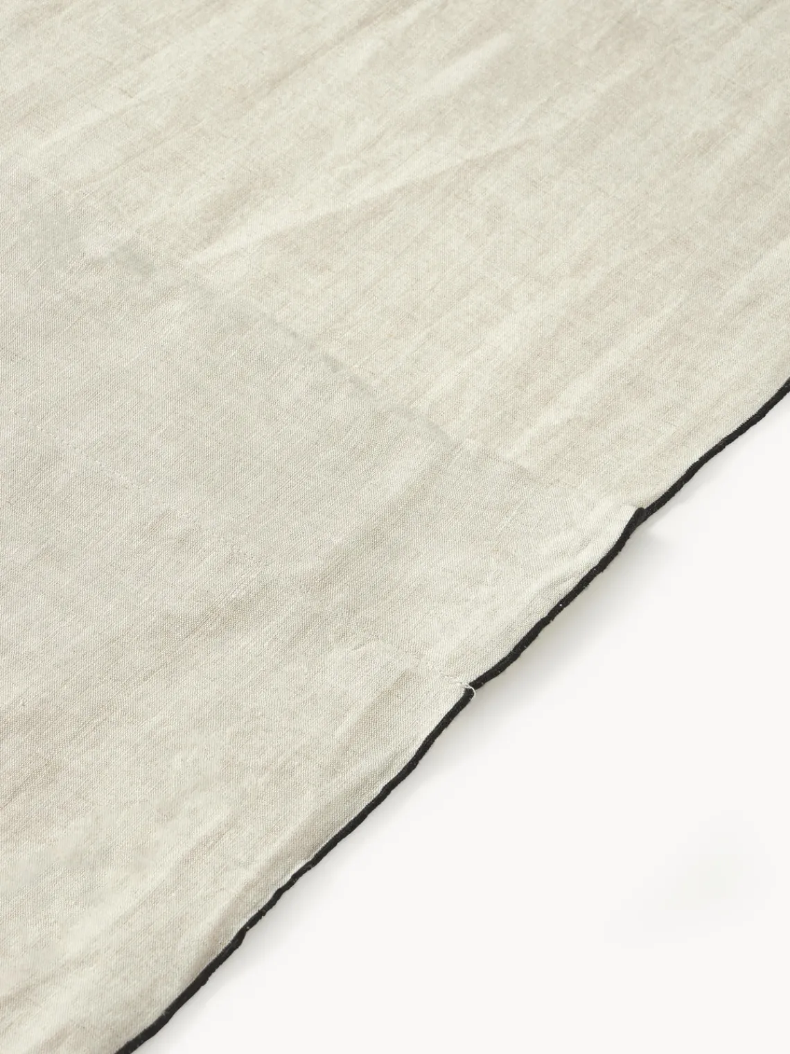 Cortinas Y Visillos|Mantas>Westwing Collection Cortinas de lino semitransparentes con dobladillo Eleonara, 2 uds. Off White, negro