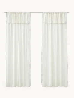 Mantas|Cortinas Y Visillos>Westwing Collection Cortinas de lino semitransparentes con dobladillo Eleonara, 2 uds. Blanco crema, gris pardo