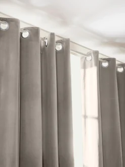 Cortinas Y Visillos|Mantas>Westwing Collection Cortinas de terciopelo oscuras con ojales Rush, 2 uds. Gris